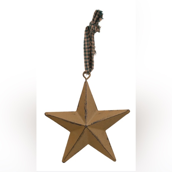 *Hanging Metal Primitive Stars With Gingham Hanger 3.75” Set of Three - Picture 10 of 17